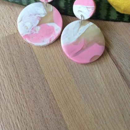 Stormy In Pink And Translucent Polymer Clay..