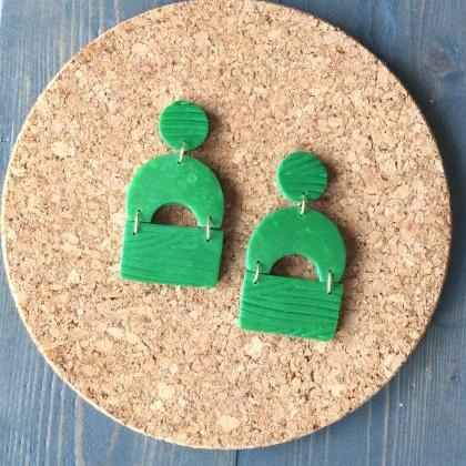 Jade In Green Polymer Clay Earrings | Simple..