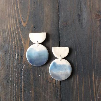 Skyler - Faded Blue Polymer Clay Drop Earrings |..