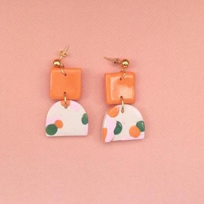 Terrazzo Solid Square Polymer Clay Drop Earrings |..