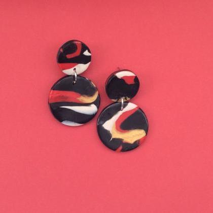 Abstract Circle Polymer Clay Drop Earrings |..