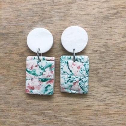 Abstract Small Rectangle Polymer Clay Dangle..