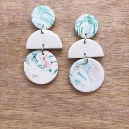 Abstract Circle Polymer Clay Statement Earrings |..