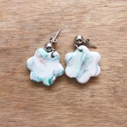 Abstract Flower Polymer Clay Dangle Earrings |..