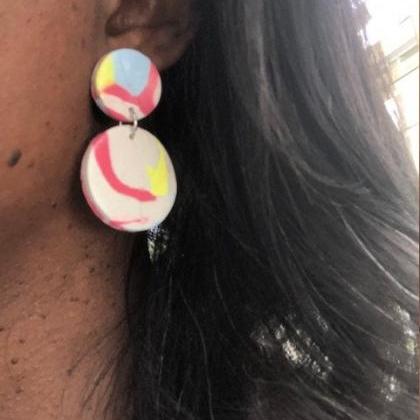 Abstract Circle Polymer Clay Statement Earrings |..