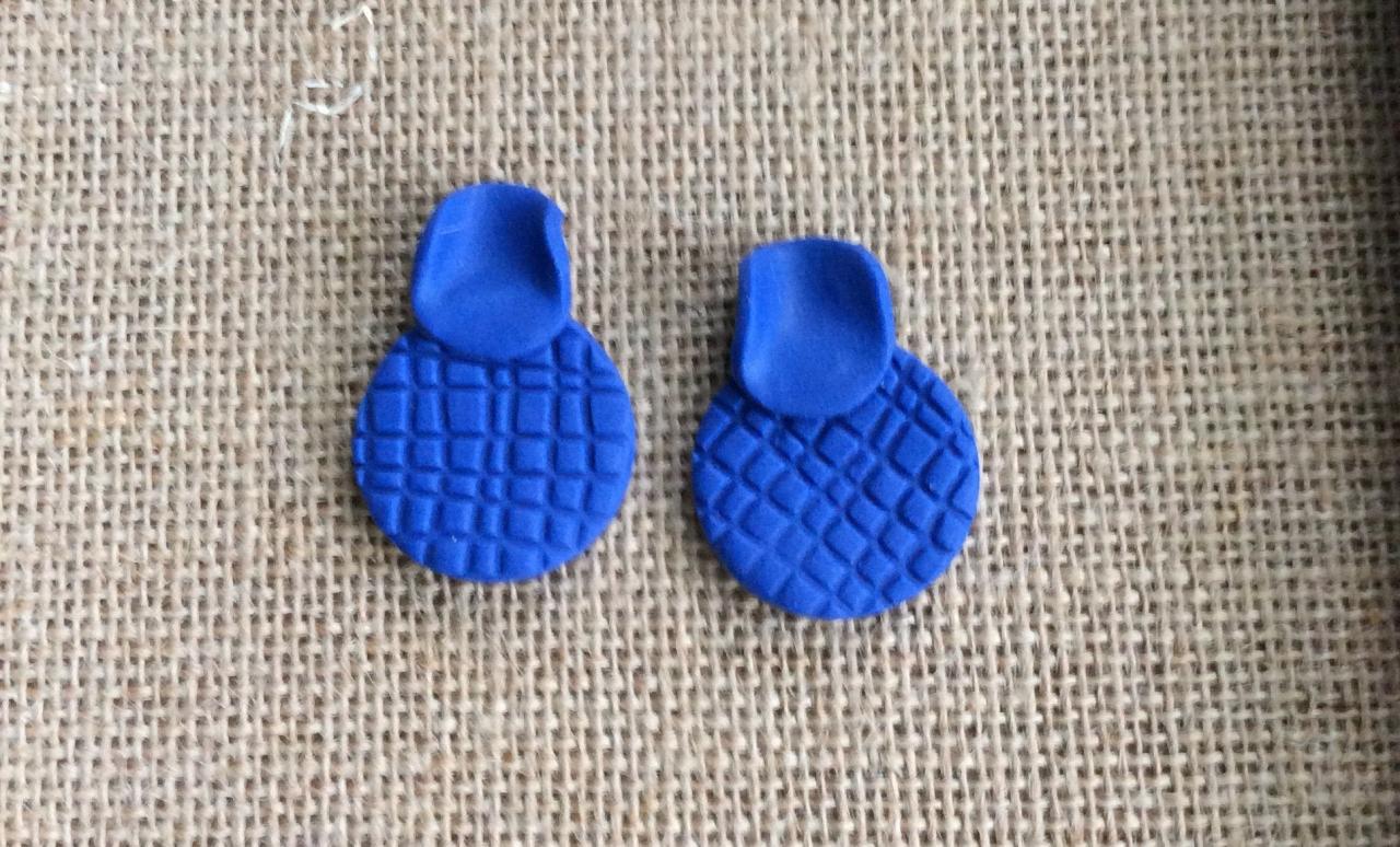 Cianna In Blue Polymer Clay Drop Earrings | Royal Blue Polymer Clay Statement Earrings