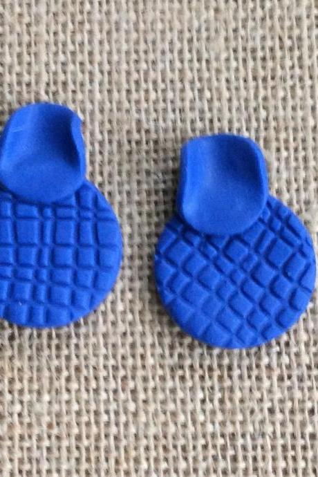 Cianna in Blue Polymer Clay Drop Earrings | Royal Blue Polymer Clay Statement Earrings
