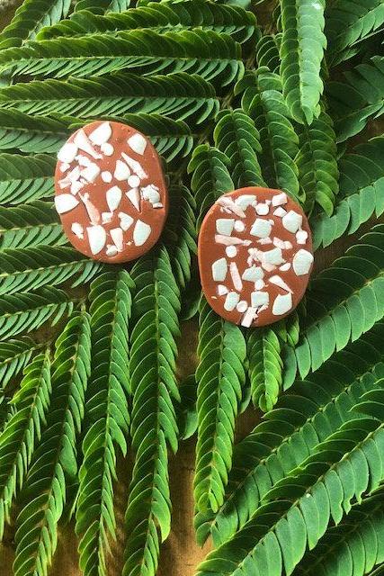 Terra Cotta Statement Earring Polymer Clay Earrings Studs | Cute Unique Polymer Clay Earrings